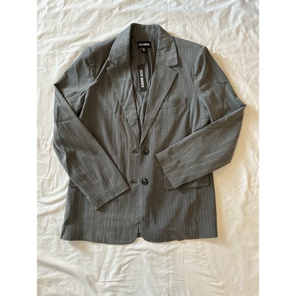Steve Madden Gray Pinstripe Blazer - Women’s Medium - NWT - Picture 1 of 5